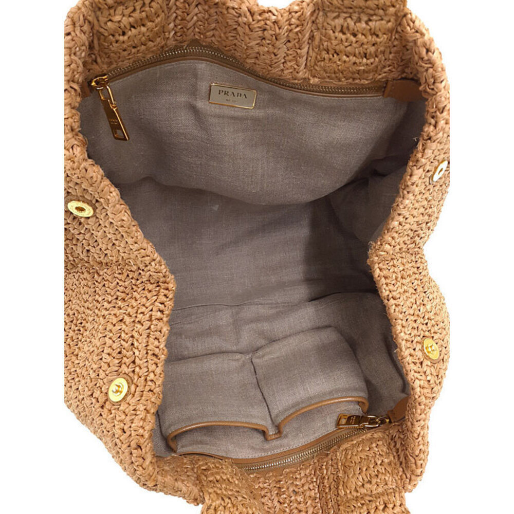 PRADA Raffia Tote Bag Brown - Picture 3 of 9